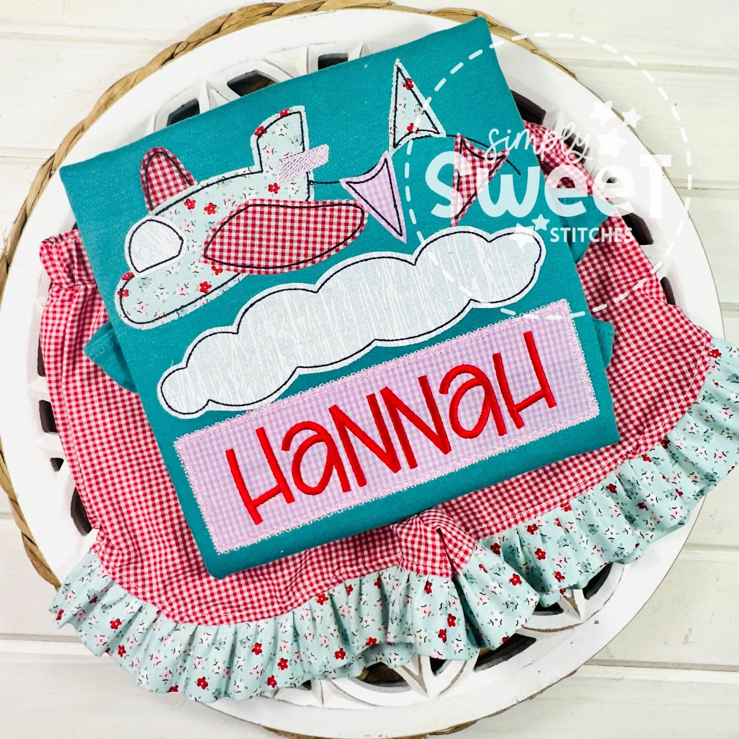 1788 - VINTAGE AIRPLANE - APPLIQUE CHILD SHIRT