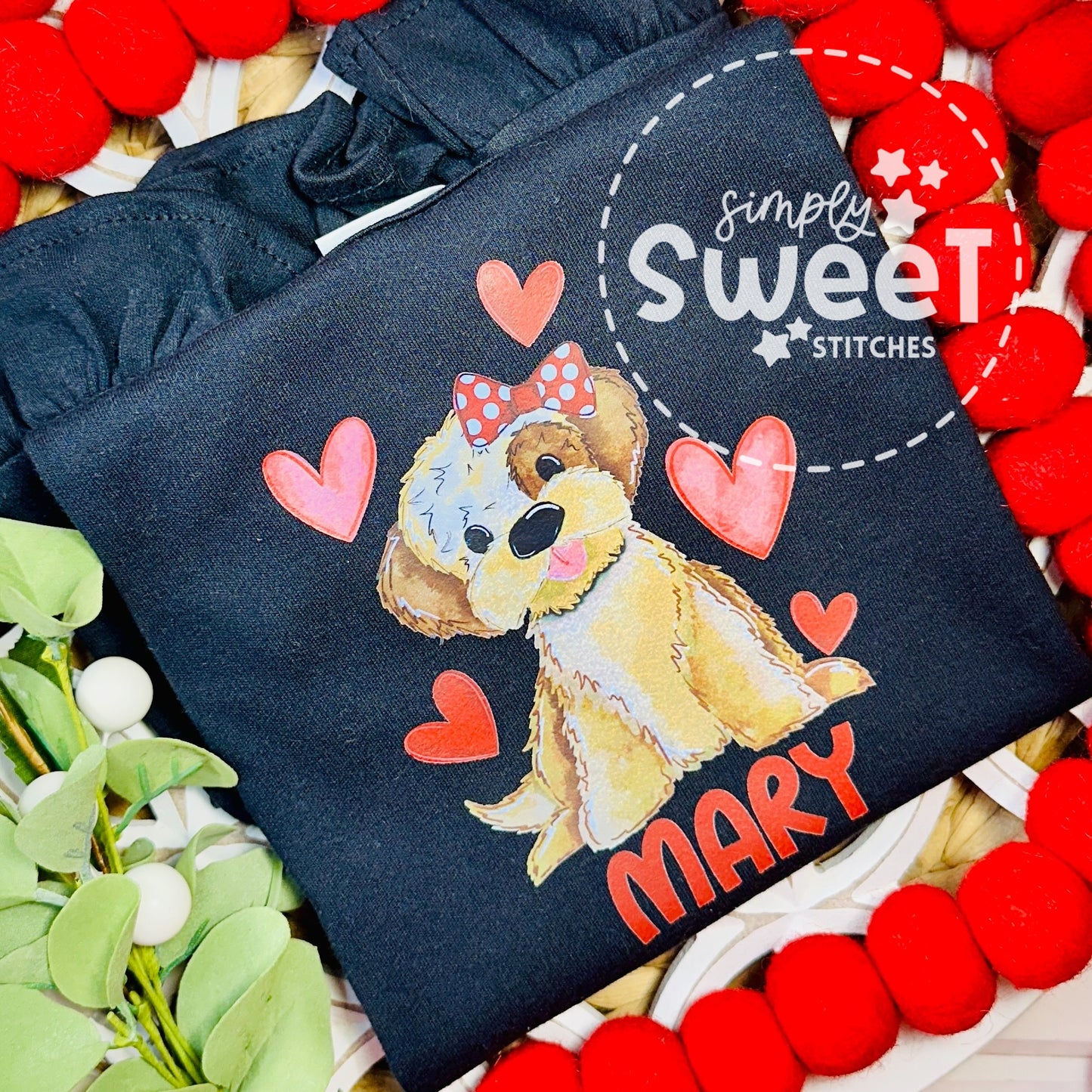 2685 - HEARTS AND LOVE PUP - HEAT PRESS CHILD SHIRT
