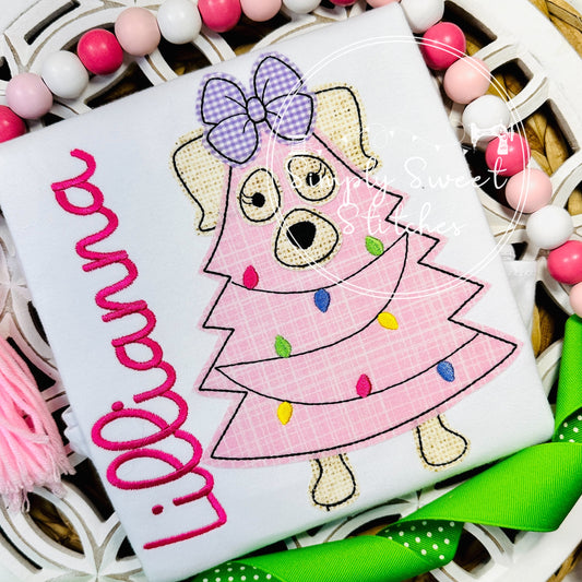 2597 - CHRISTMAS GIRL PUP - APPLIQUE CHILD SHIRT