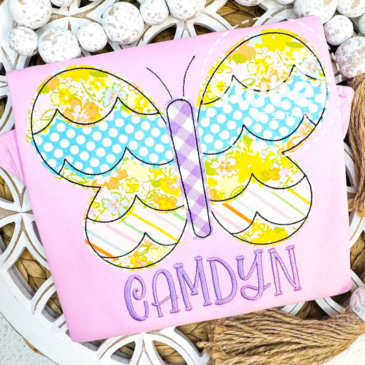 1624 - PATCHWORK BUTTERFLY - APPLIQUE CHILD SHIRT