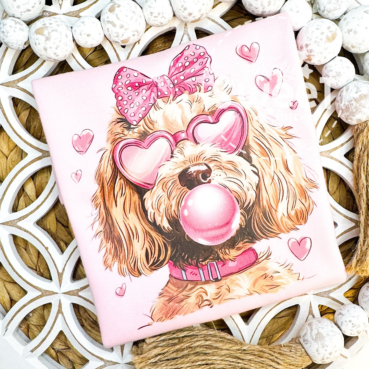 2903 - GOLDENDOODLE HEART BUBBLE - HEAT PRESS CHILD SHIRT