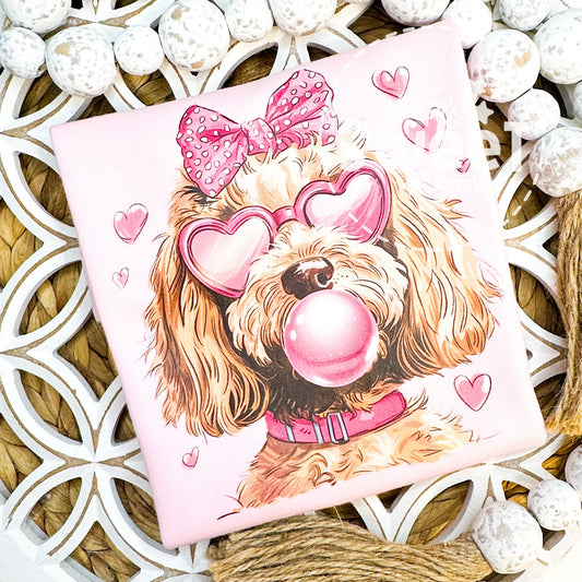 2903 - GOLDENDOODLE HEART BUBBLE - HEAT PRESS CHILD SHIRT