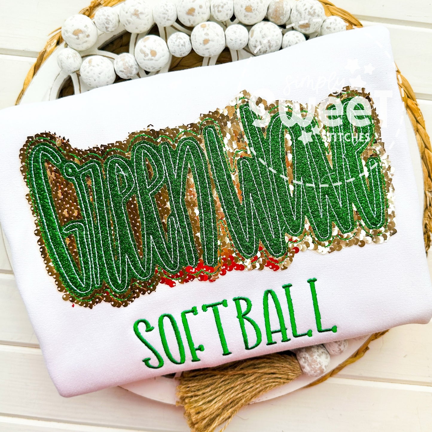2849 - Greenwave Football Sequin - Adult Sweatshirt