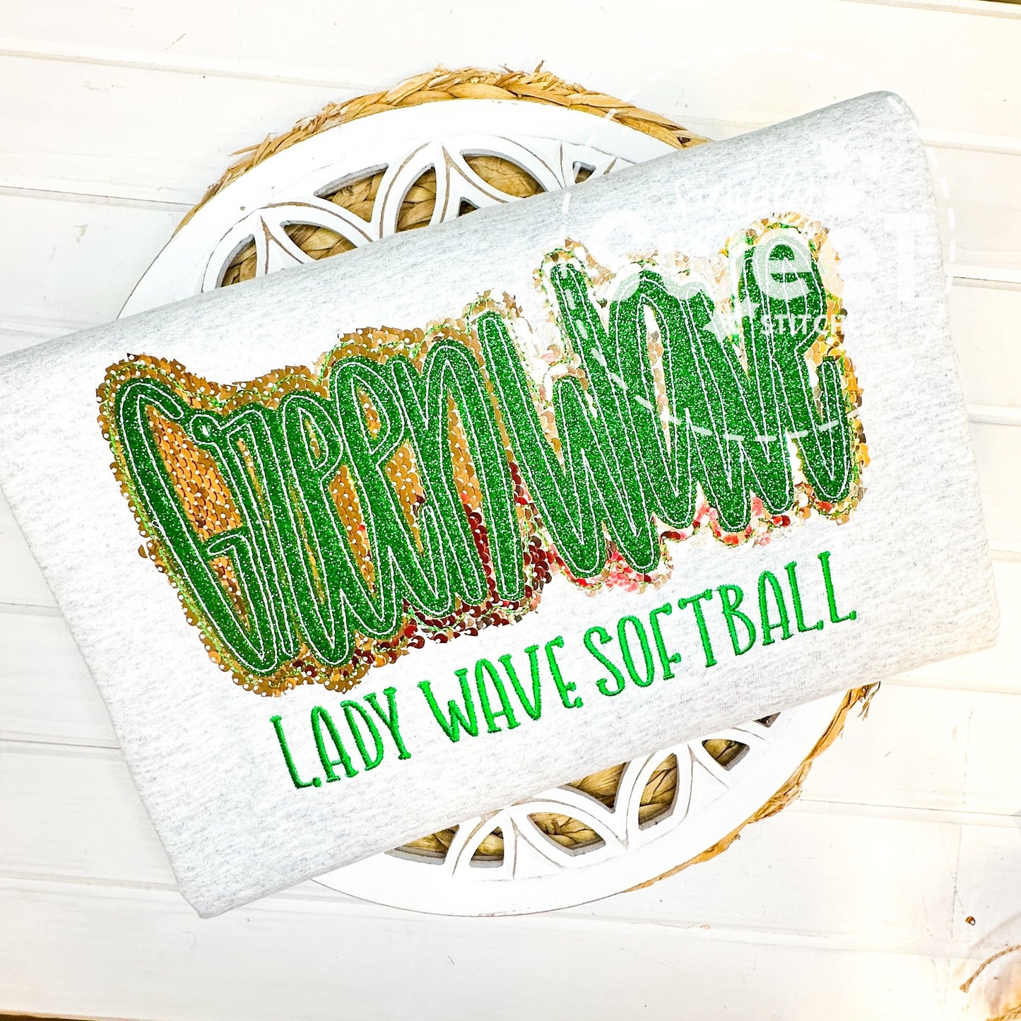 2849 - Greenwave Football Sequin - Adult Sweatshirt