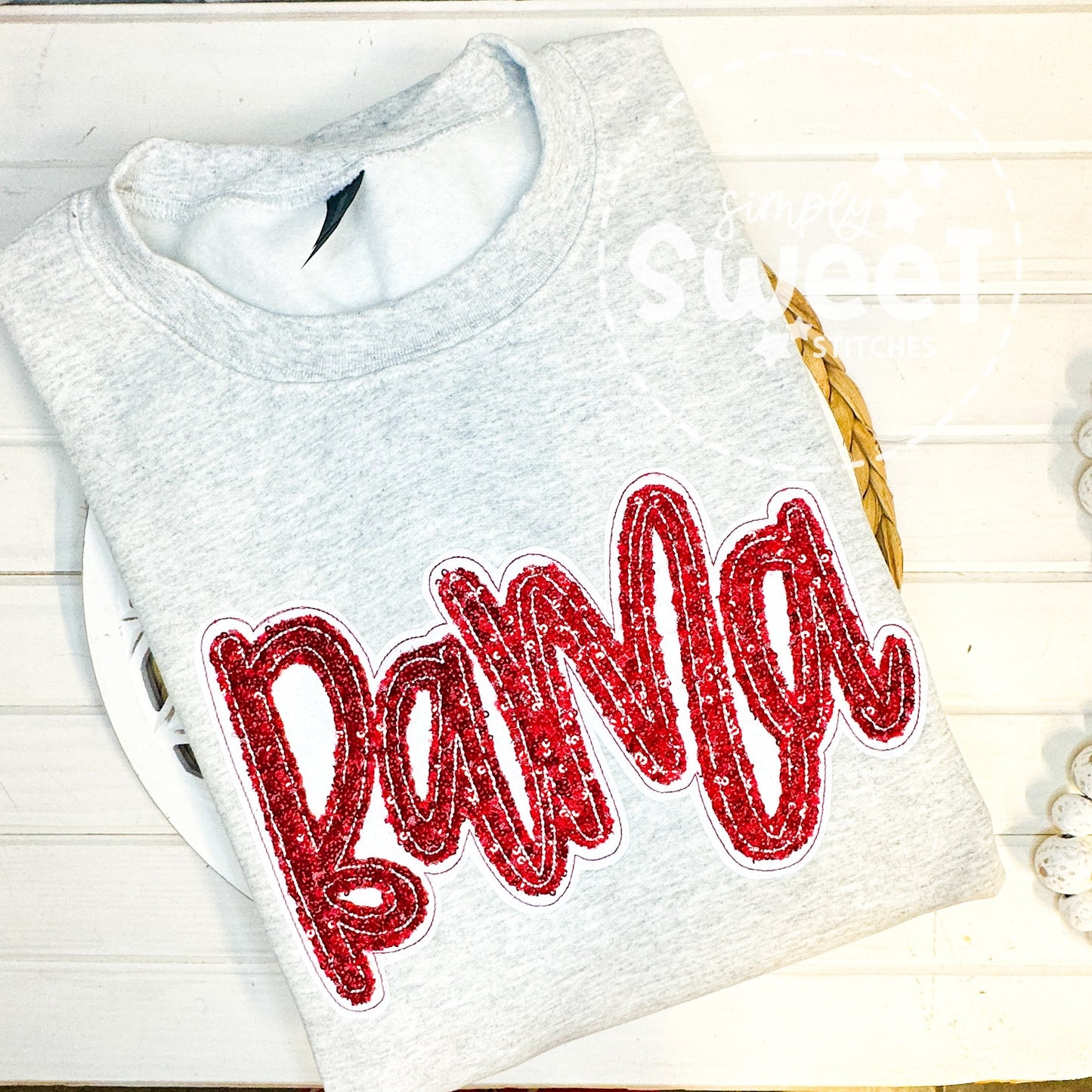 2849 - Bama Sequins Double Stack Applique - Adult Sweatshirt