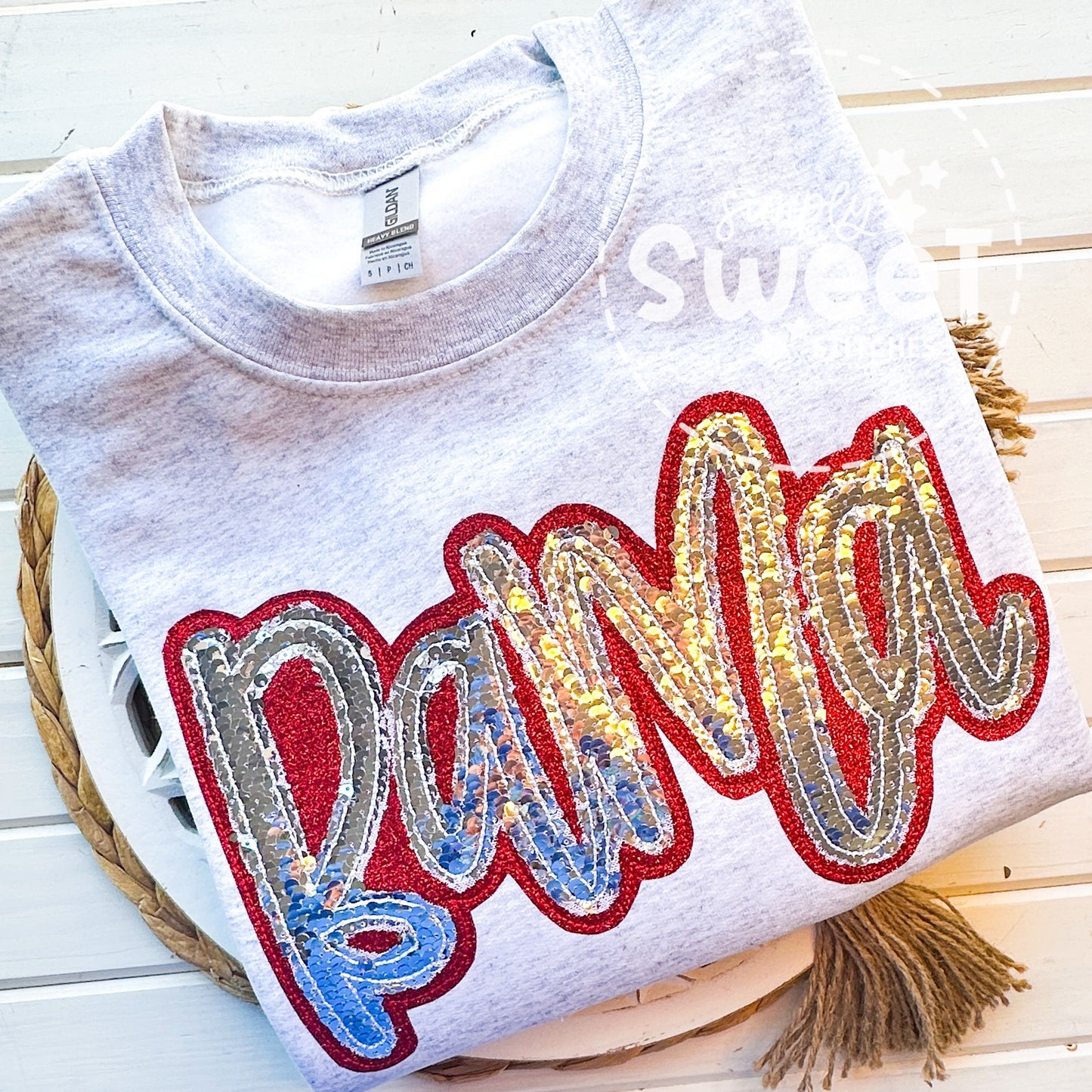 2849 - Bama Sequins Double Stack Applique - Adult Sweatshirt