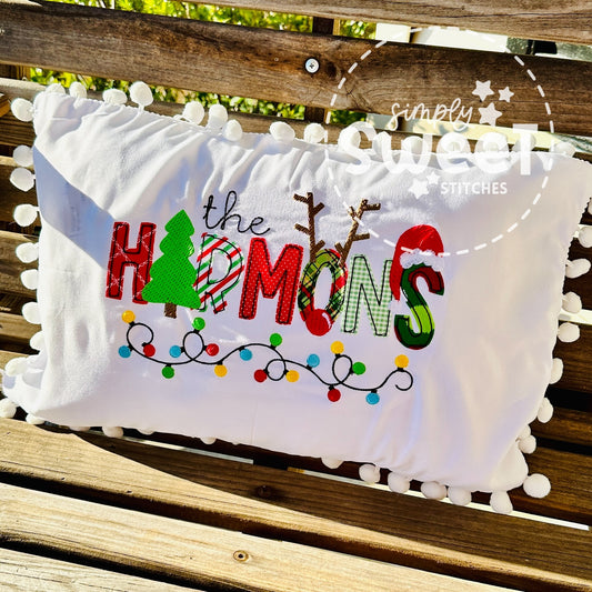 2118 - CHRISTMAS NAME APPLIQUE THROW PILLOW - PILLOWCASE