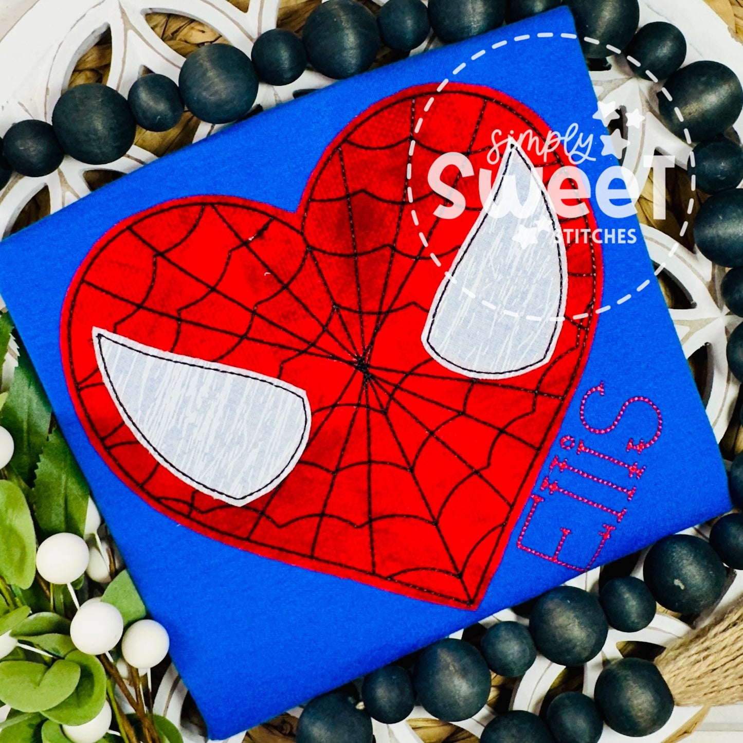 2229 - SPIDERMAN HEART FACE - APPLIQUE CHILD SHIRT