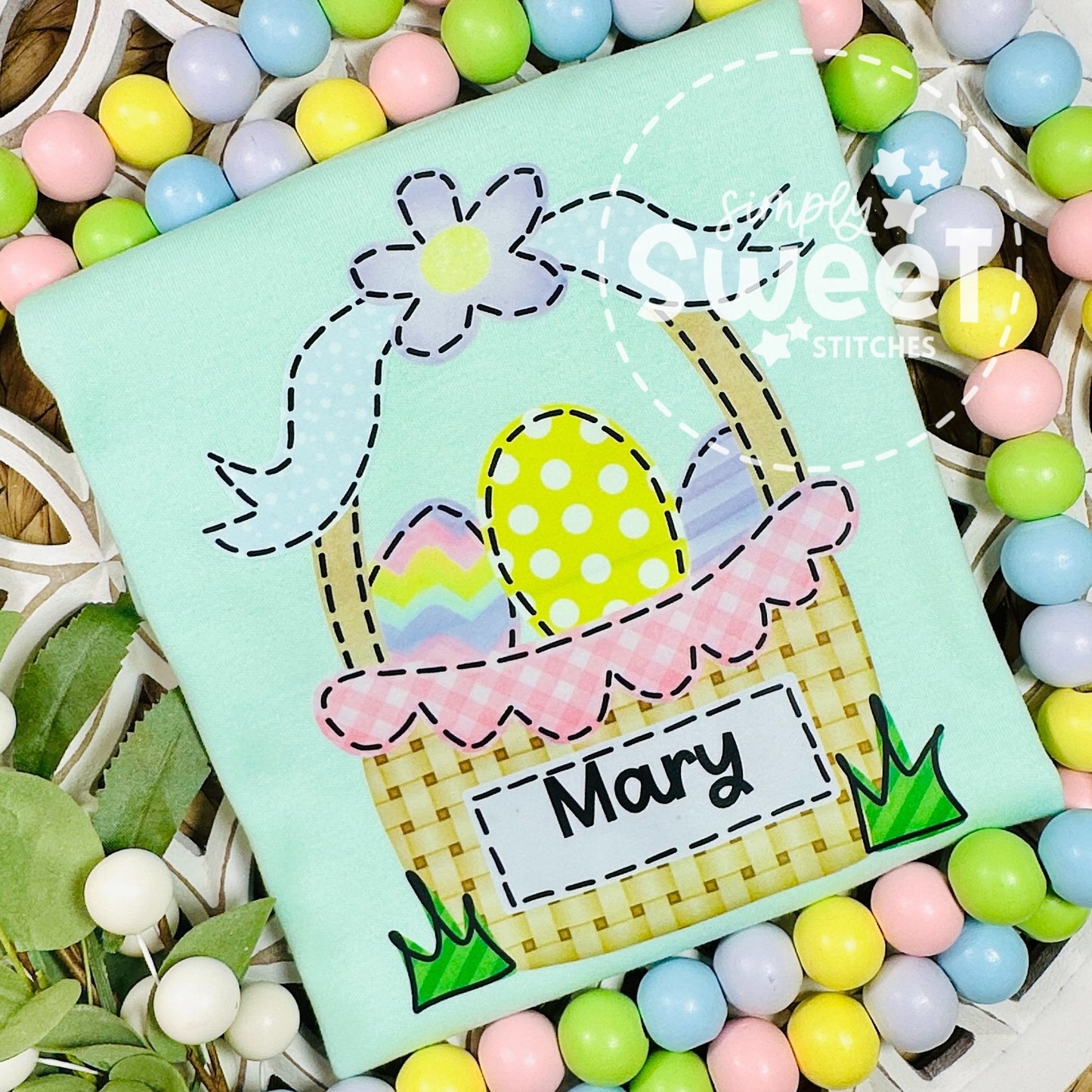 2699 - EASTER BASKET WITH BOW - HEAT PRESS CHILD SHIRT