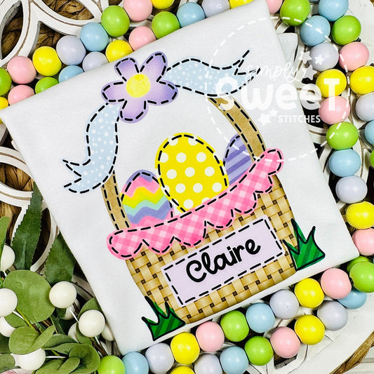 2699 - EASTER BASKET WITH BOW  - HEAT PRESS CHILD SHIRT