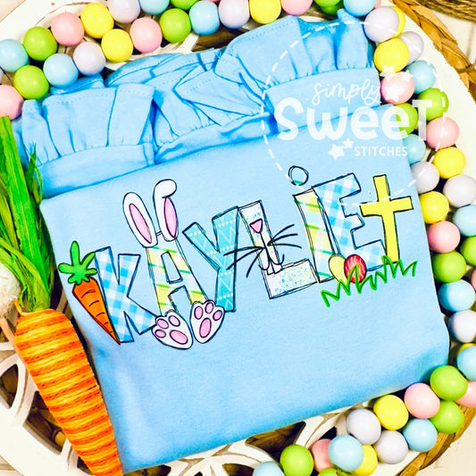 2697 - EASTER NAME ALPHA  - HEAT PRESS CHILD SHIRT