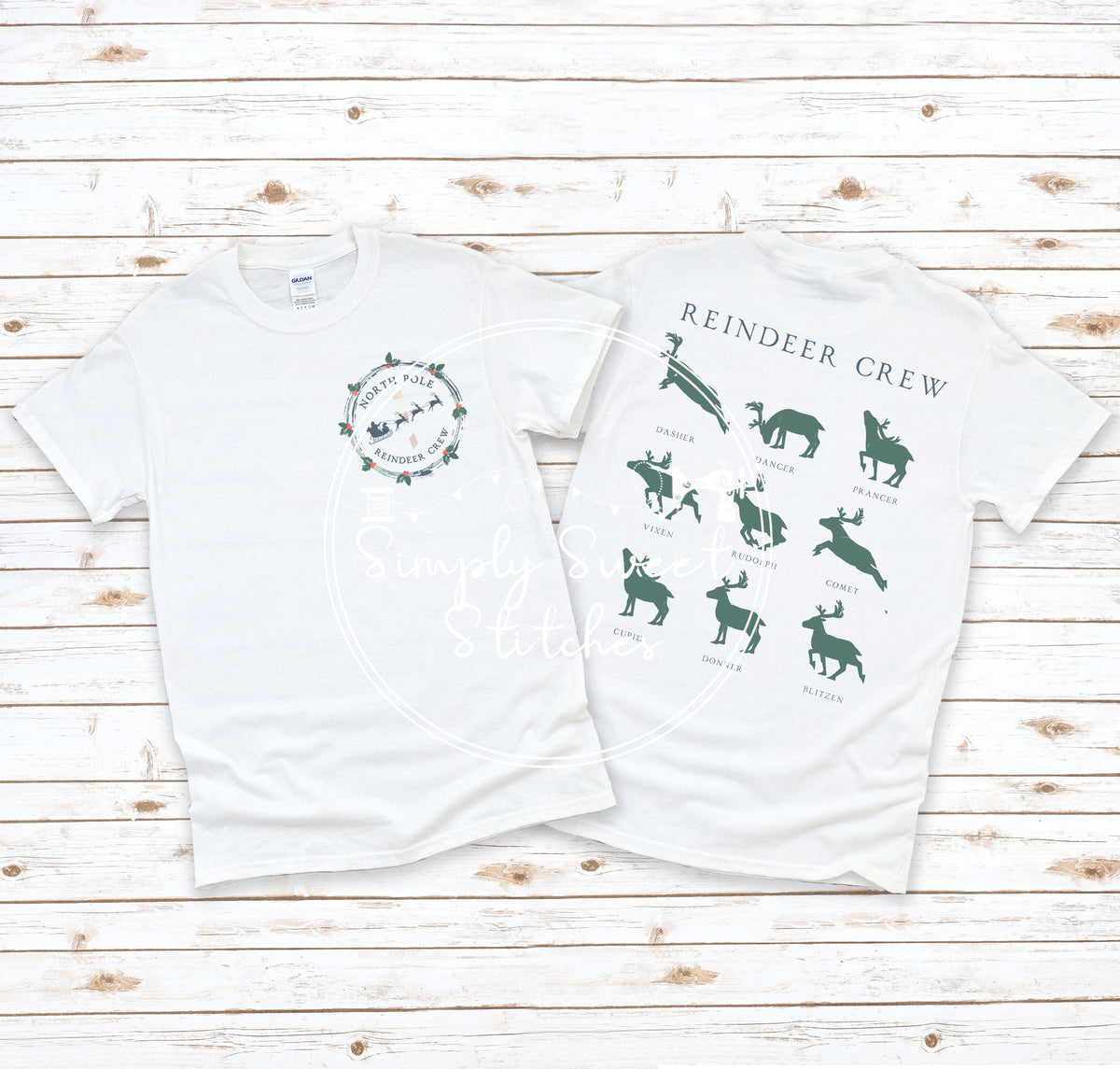 2394 - REINDEER CREW POCKET & BACK - HEAT PRESS CHILD SHIRT