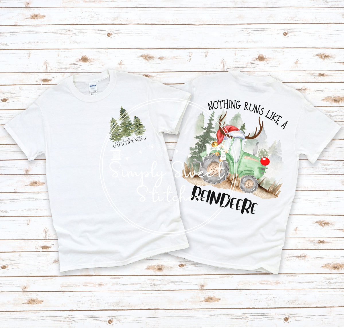 2396 - RUNS LIKE A REINDEER POCKET & BACK - HEAT PRESS CHILD SHIRT