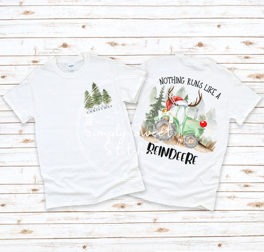2396 - RUNS LIKE A REINDEER POCKET & BACK - HEAT PRESS CHILD SHIRT