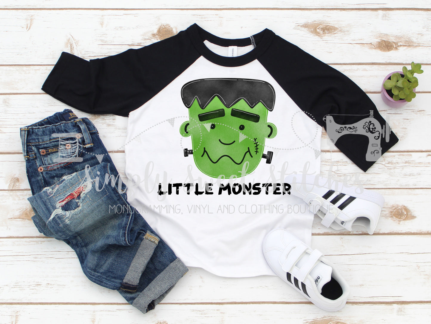 1124 - LITTLE MONSTER FRANKENSTEIN - HEAT PRESS CHILD SHIRT