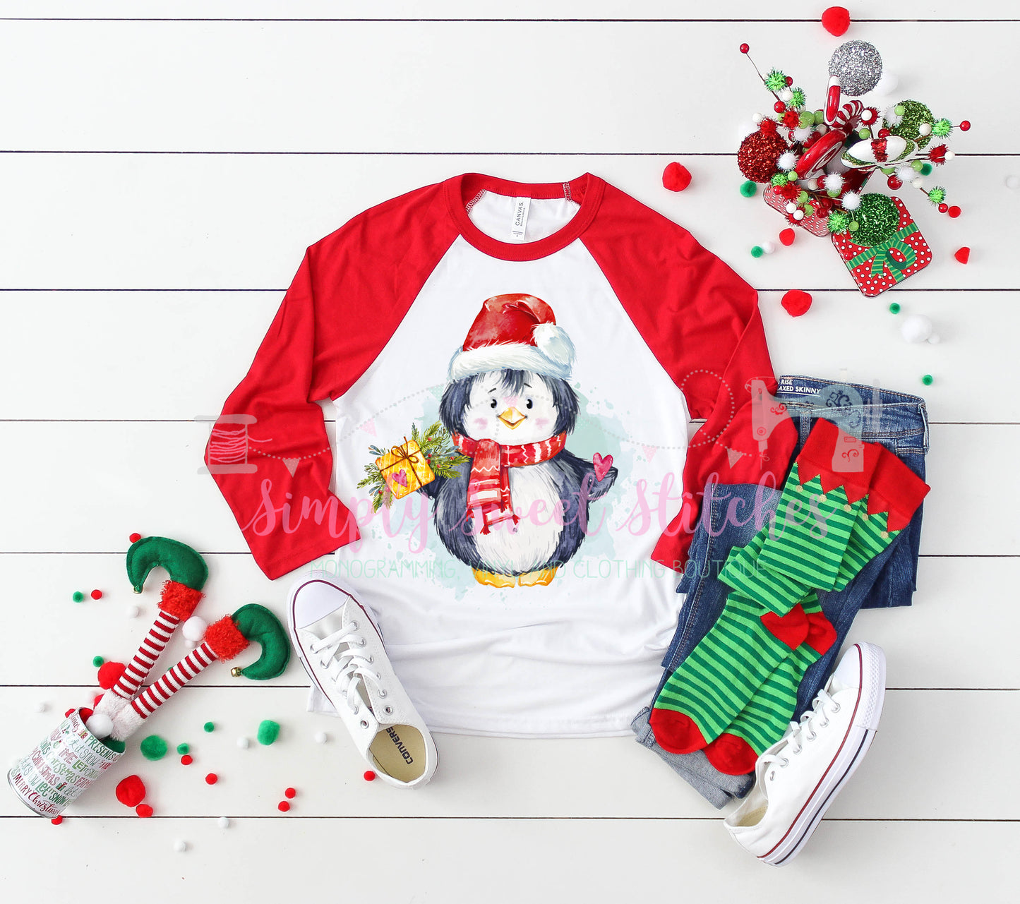 1404 - CHRISTMAS PENGUIN - HEAT PRESS ADULT SHIRT