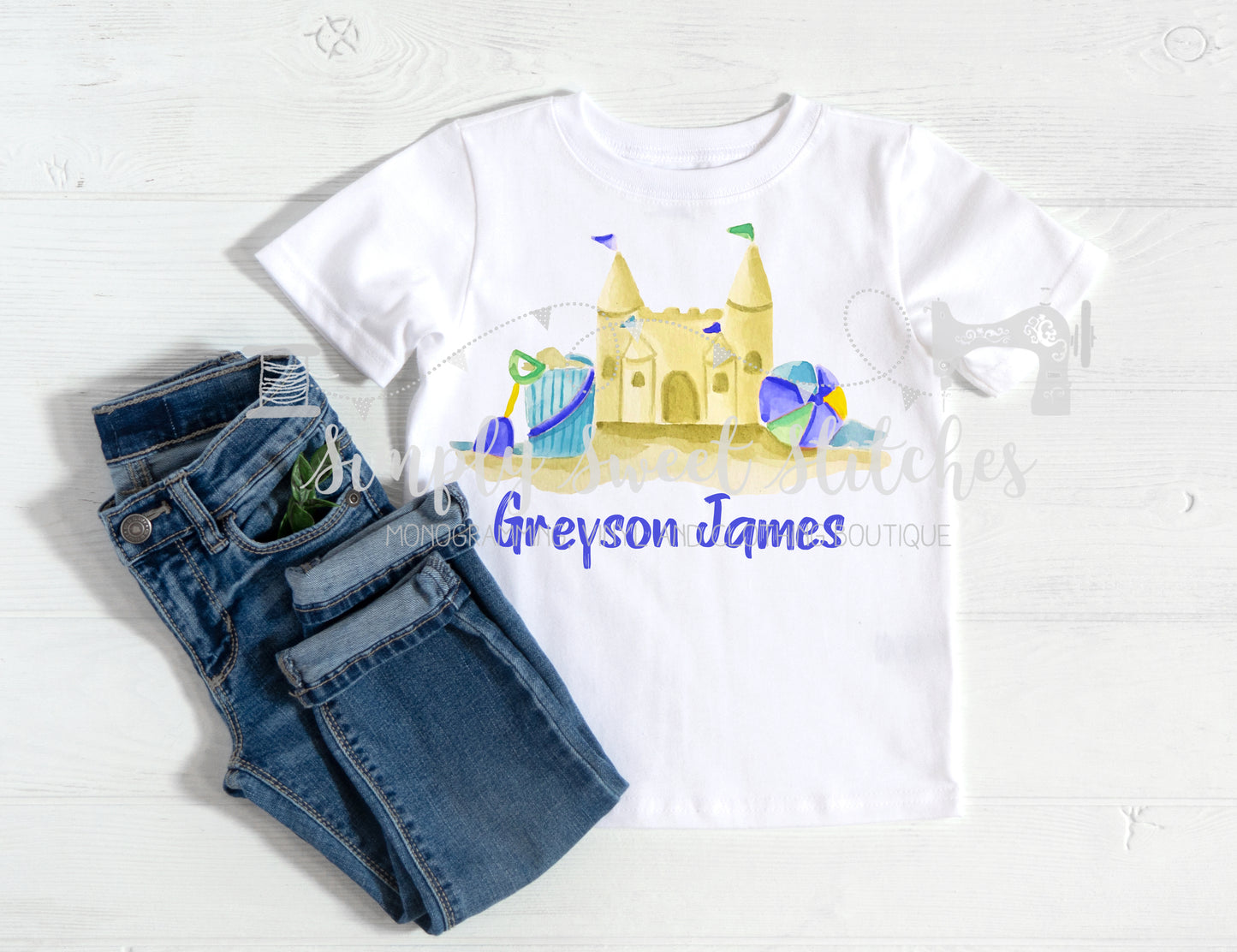 1408 - BOY SAND CASTLE - HEAT PRESS CHILD SHIRT