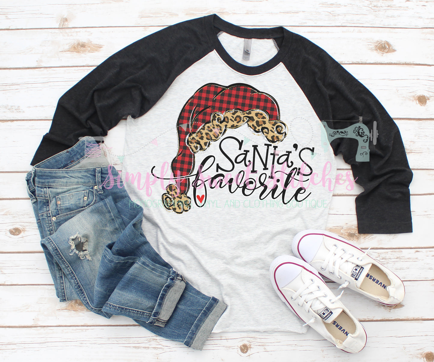 1413 - CHRISTMAS SANTA'S FAVORITE LEOPARD PRINT - HEAT PRESS ADULT SHIRT