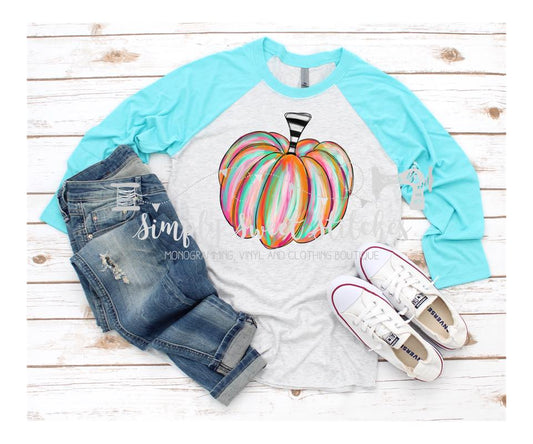 1449 - COLORFUL PUMPKIN - HEAT PRESS ADULT SHIRT