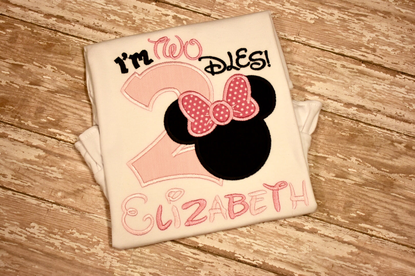 1964 - MOUSE GIRL TWODLES BIRTHDAY NUMBER - APPLIQUE CHILD SHIRT