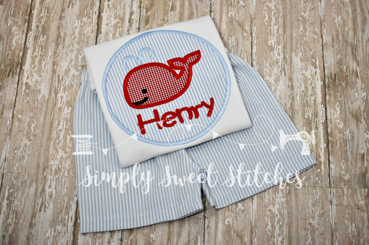 1041 - WHALE IN CIRCLE - APPLIQUE CHILD SHIRT