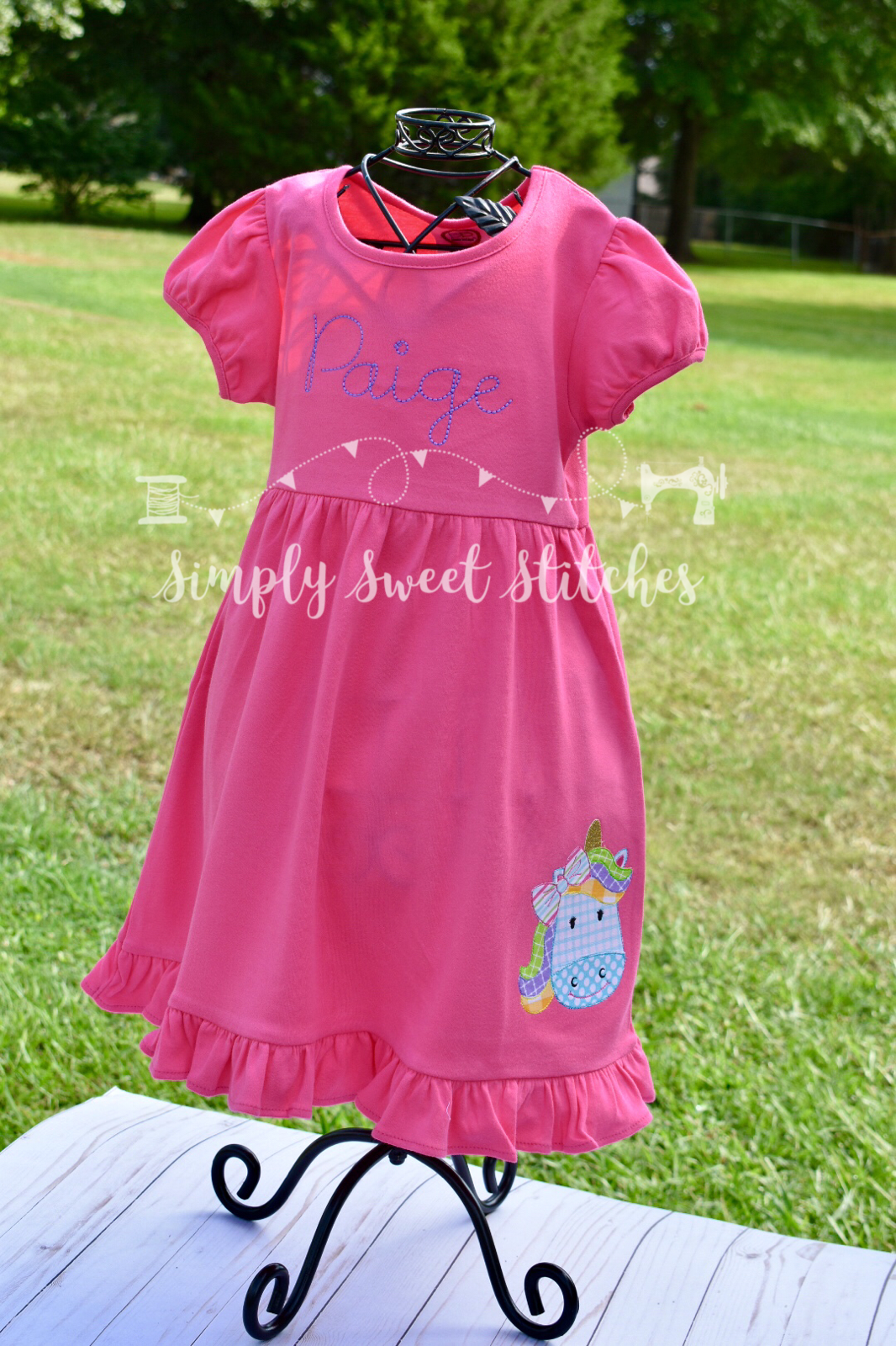 1107 - MAGICAL UNICORN - APPLIQUE EMPIRE DRESS