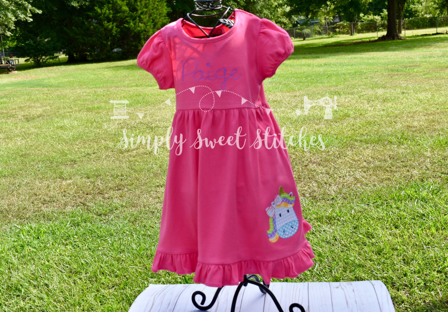 1107 - MAGICAL UNICORN - APPLIQUE EMPIRE DRESS