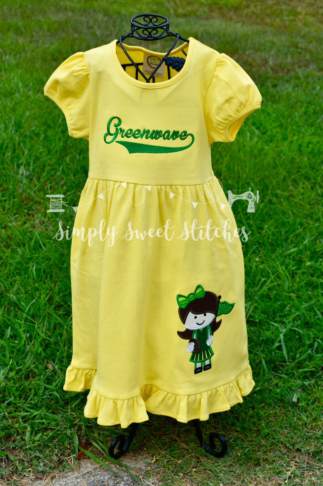 1103 - GREENWAVE CHEERLEADER - APPLIQUE EMPIRE DRESS