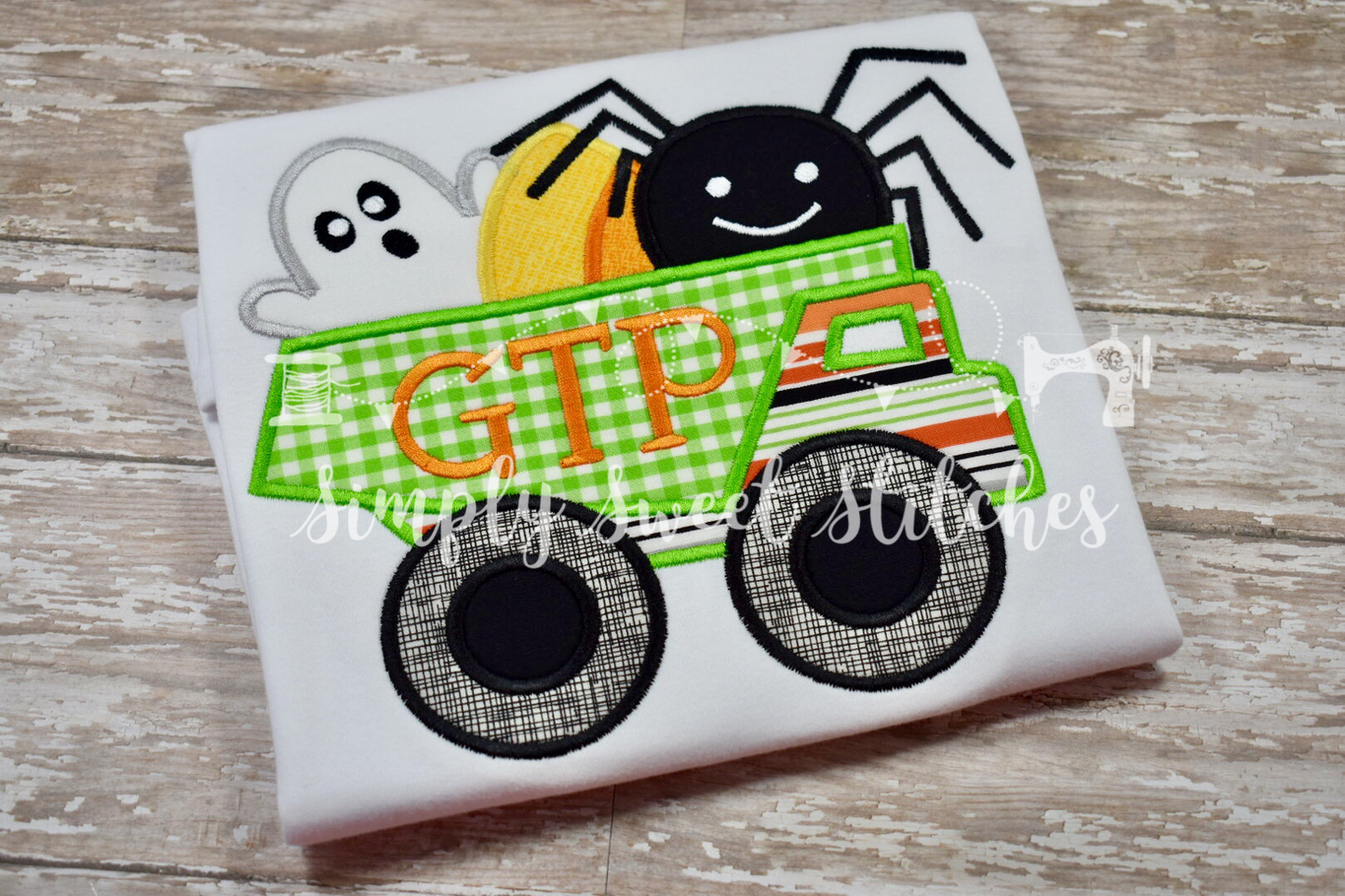 1123 - HALLOWEEN DUMP TRUCK - APPLIQUE CHILD SHIRT