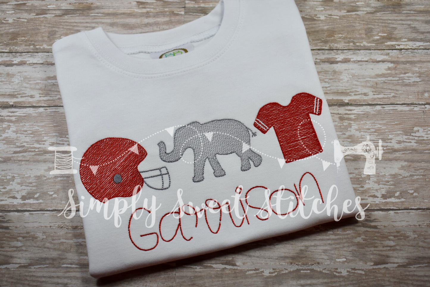 1125 - FOOTBALL HELMET ELEPHANT JERSEY TRIO - SKETCH CHILD SHIRT