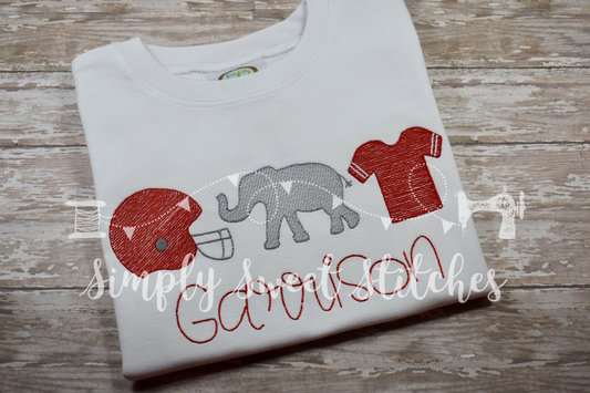 1125 - FOOTBALL HELMET ELEPHANT JERSEY TRIO - SKETCH CHILD SHIRT