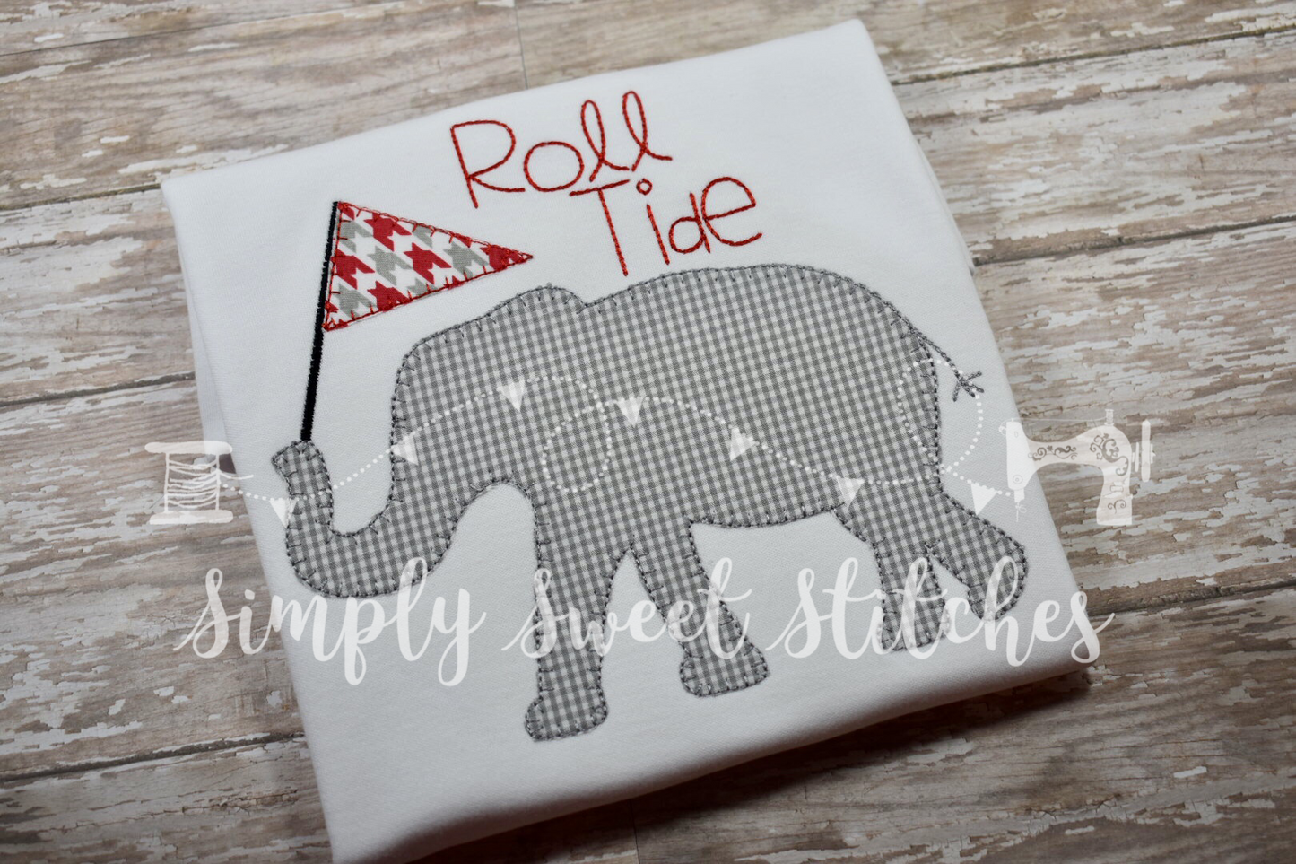1126 - ELEPHANT WITH PENNANT - APPLIQUE CHILD SHIRT