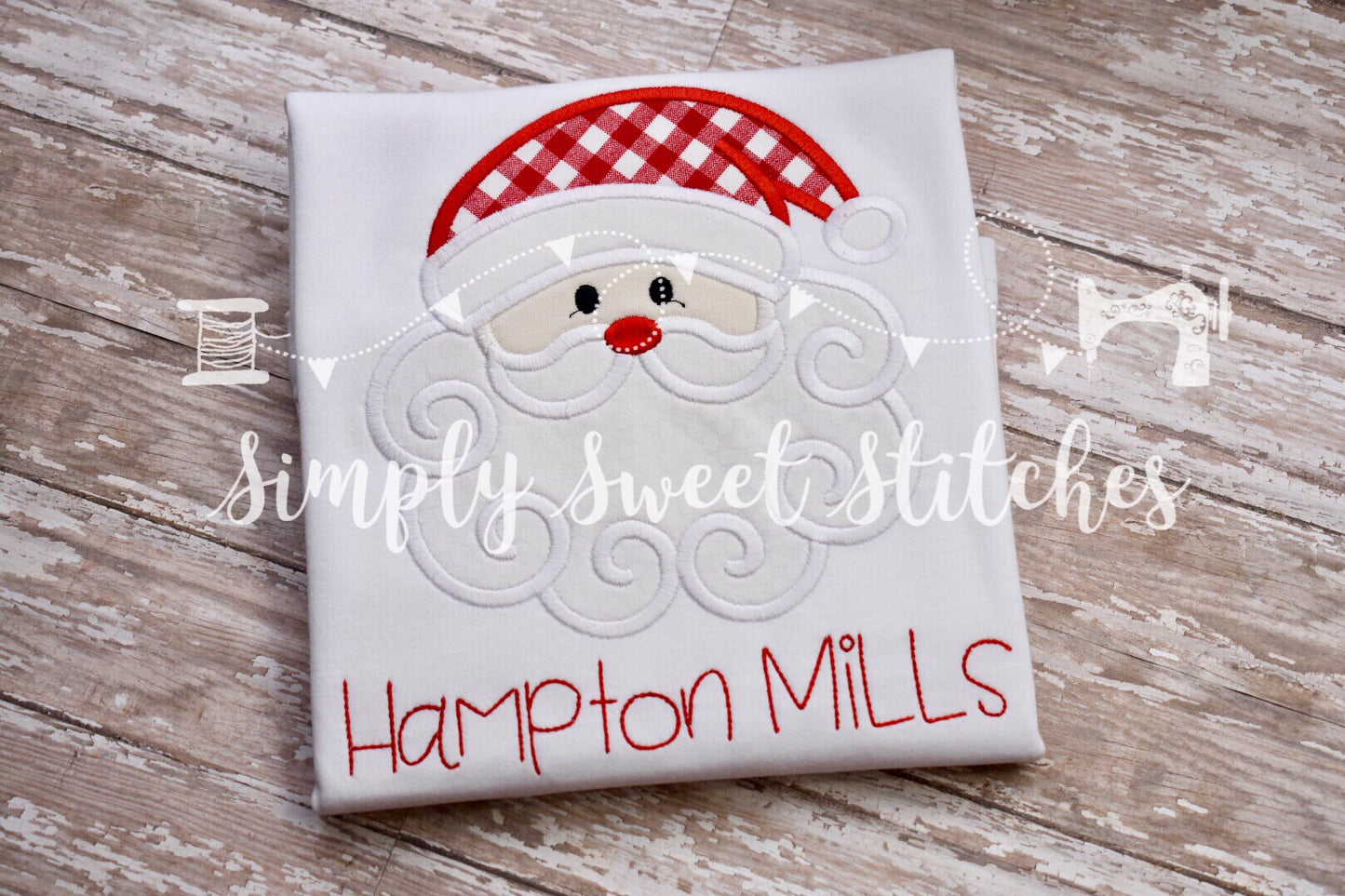1315 - SWIRLY SANTA FACE - APPLIQUE CHILD SHIRT