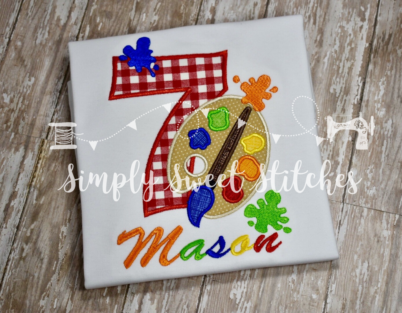 1079 - PAINT PARTY BIRTHDAY NUMBER - APPLIQUE CHILD SHIRT