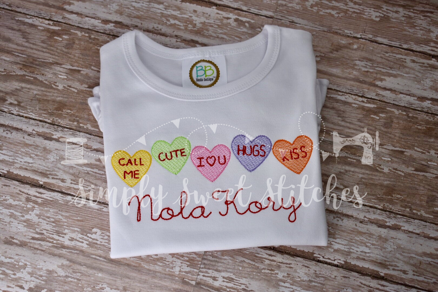 1321 - VALENTINE CONVERSATION HEARTS - SKETCH CHILD SHIRT