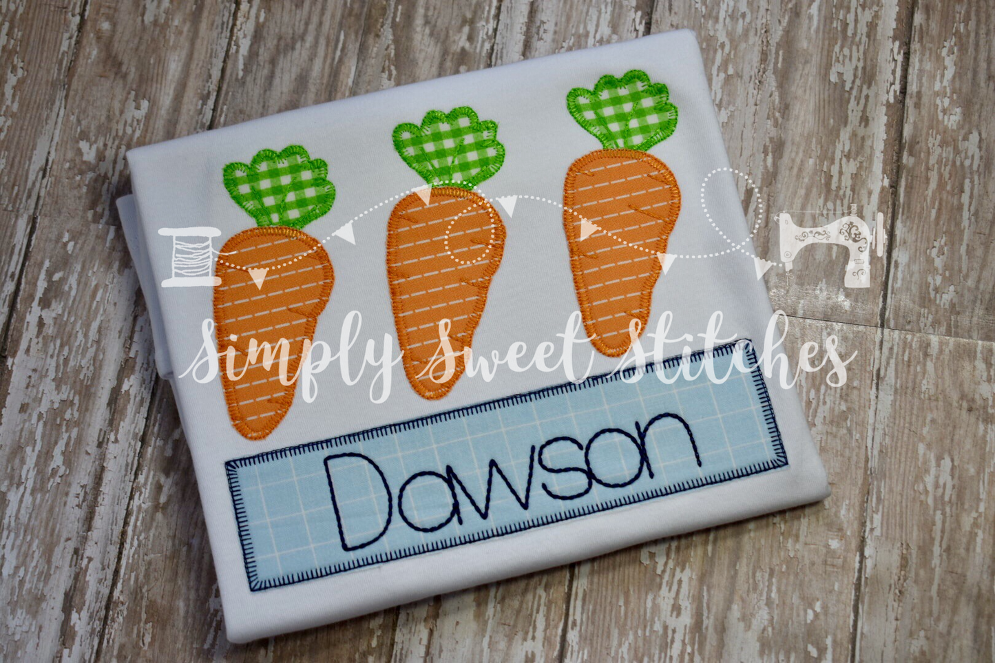 1161 - CUTE CARROT TRIO - APPLIQUE CHILD SHIRT