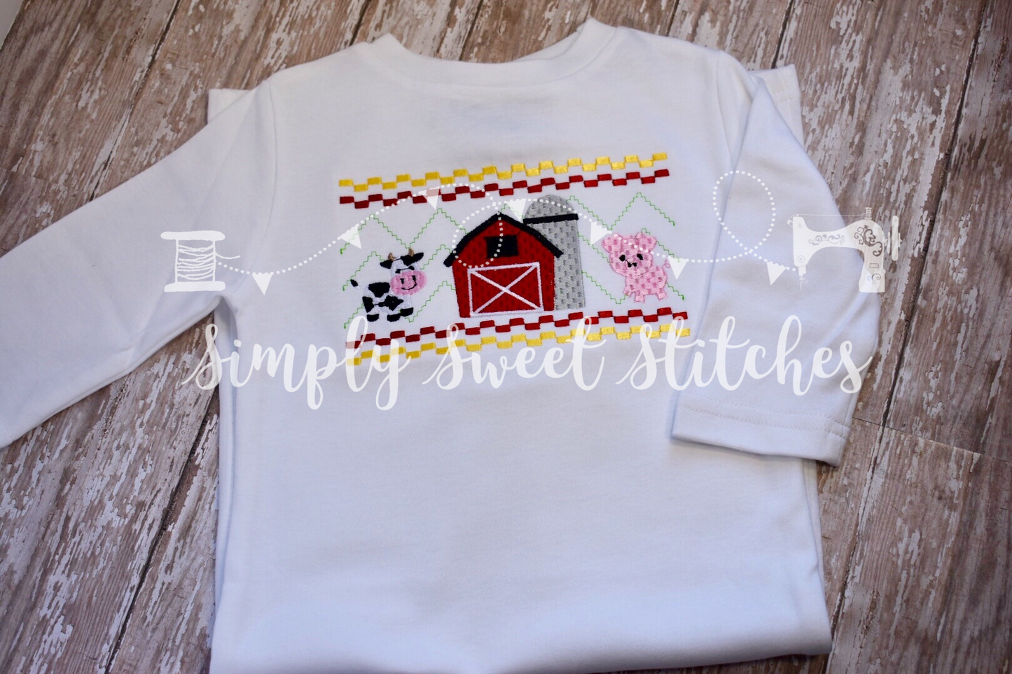 1164 - DOWN ON THE FARM - EMBROIDERY BABY SET