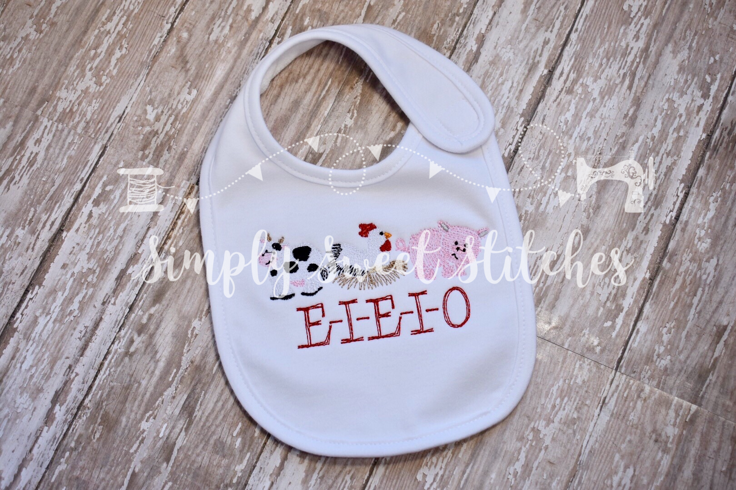 1165 - DOWN ON THE FARM - EMBROIDERY BIB