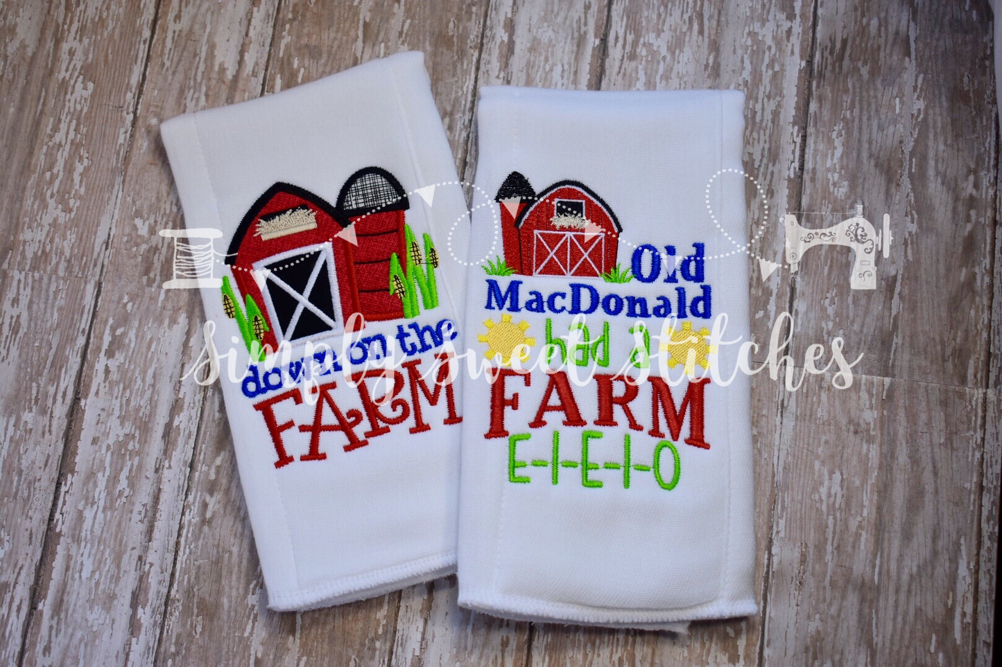 1166 - DOWN ON THE FARM - EMBROIDERY BURP CLOTH
