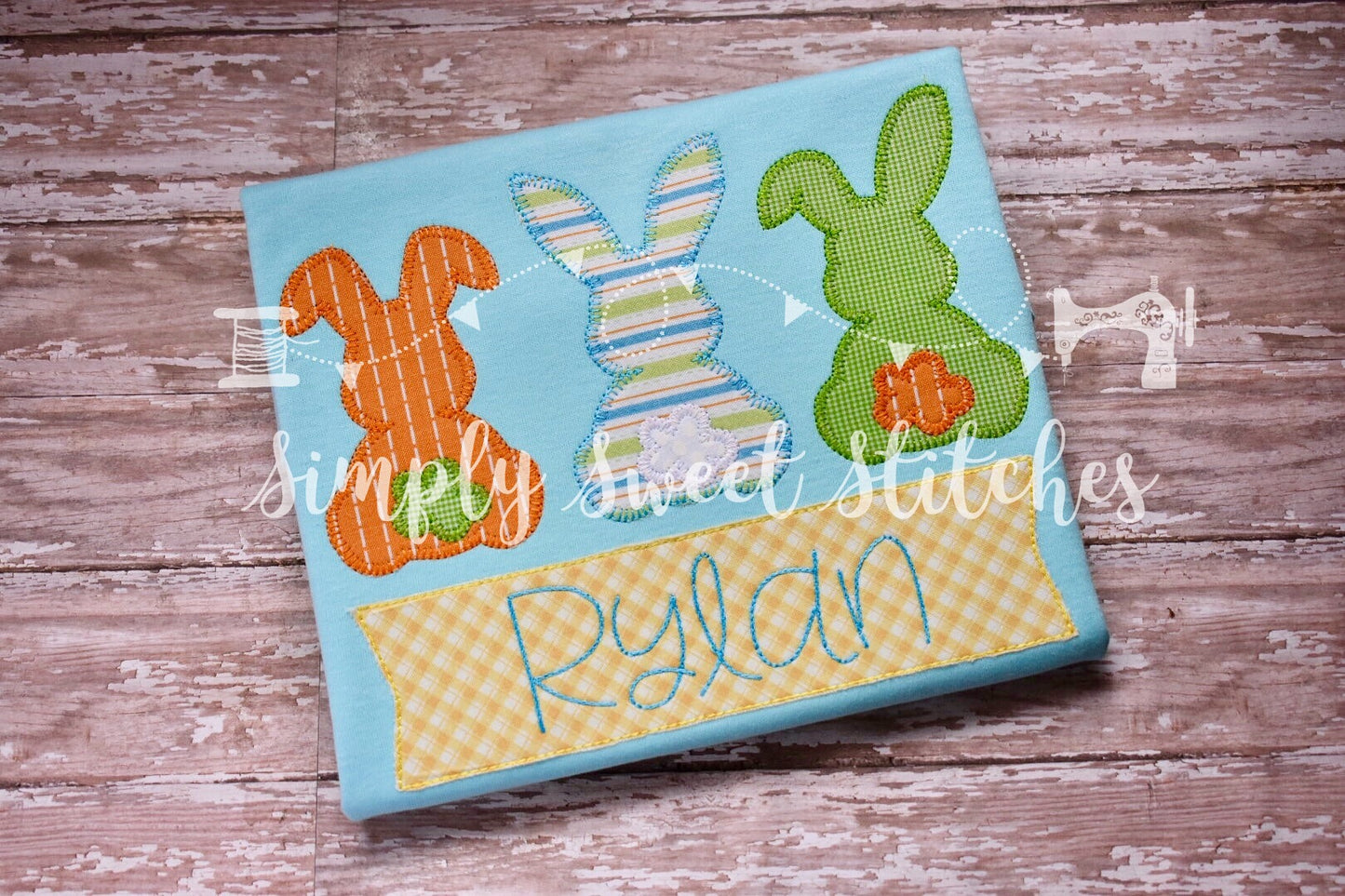 1365 - EASTER BUNNY TAILS TRIO - APPLIQUE CHILD SHIRT