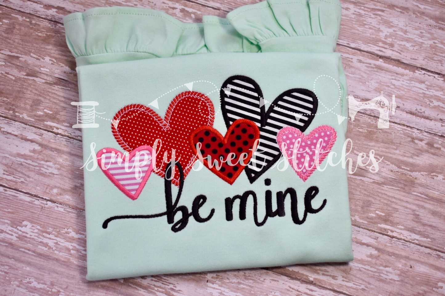 1152 - BE MINE HEARTS - APPLIQUE CHILD SHIRT