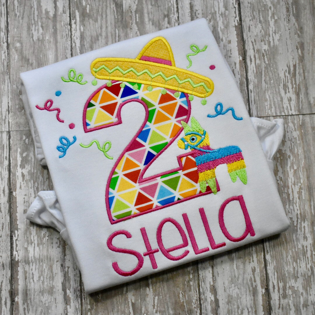 1336 - FIESTA BIRTHDAY NUMBER - APPLIQUE CHILD SHIRT
