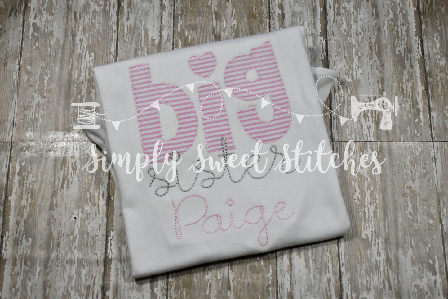 1366 - BIG SISTER NAME - APPLIQUE CHILD SHIRT