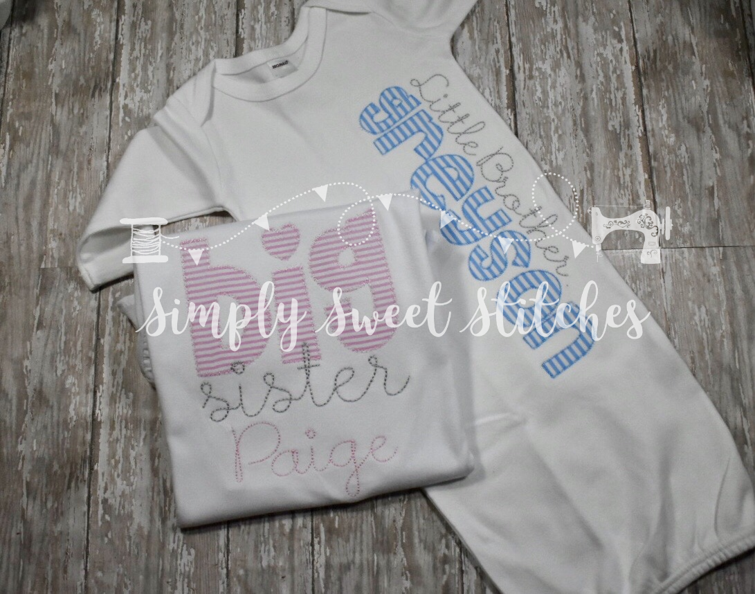 1073 - LITTLE BROTHER/SISTER - APPLIQUE BABY GOWN