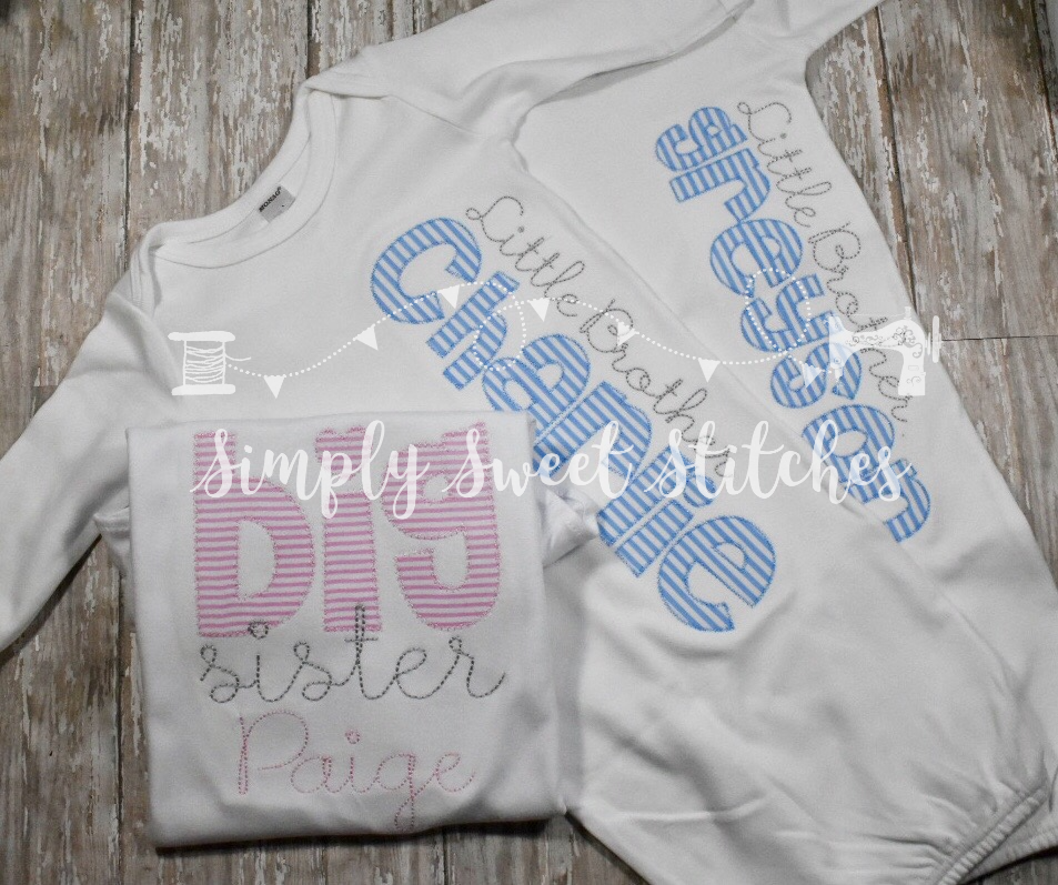 1366 - BIG SISTER NAME - APPLIQUE CHILD SHIRT