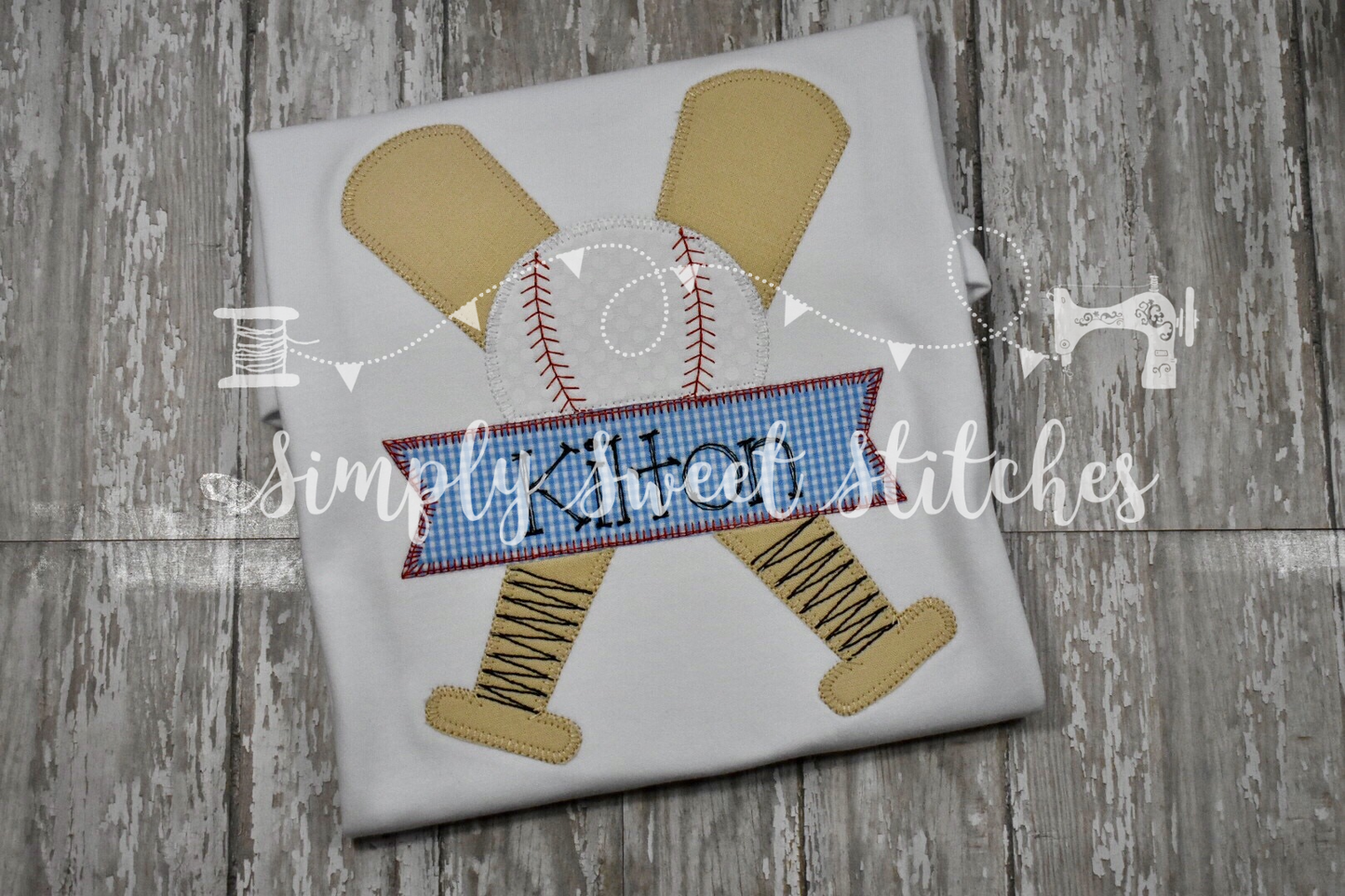 1372 - BASEBALL BATS - APPLIQUE CHILD SHIRT