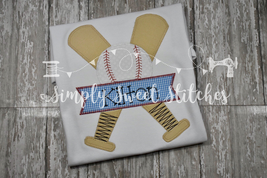 1372 - BASEBALL BATS - APPLIQUE CHILD SHIRT
