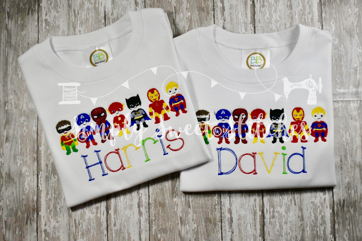 1663 - SUPERHERO LINEUP - SKETCH CHILD SHIRT