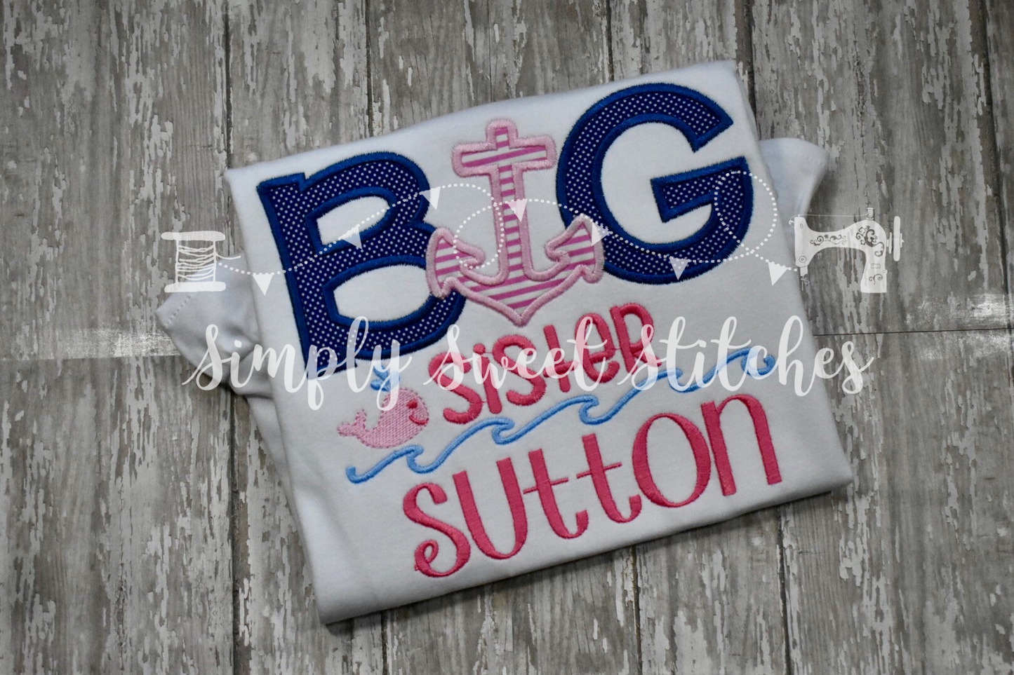 1032 - BIG SISTER ANCHOR - APPLIQUE CHILD SHIRT
