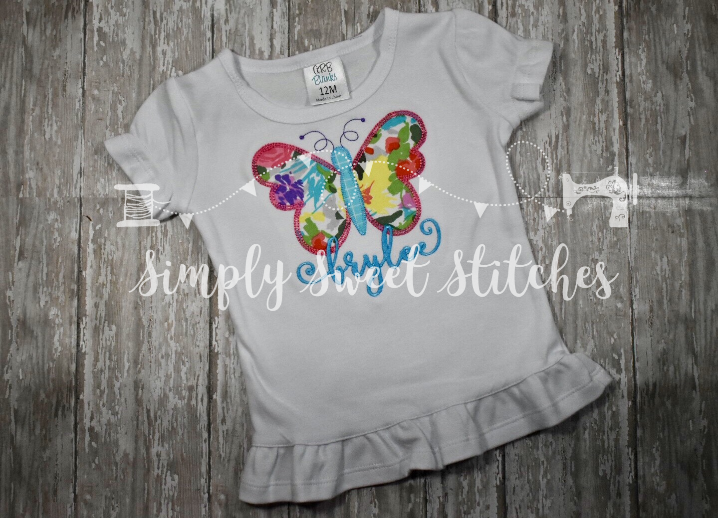 1375 - BUTTERFLY - APPLIQUE CHILD SHIRT